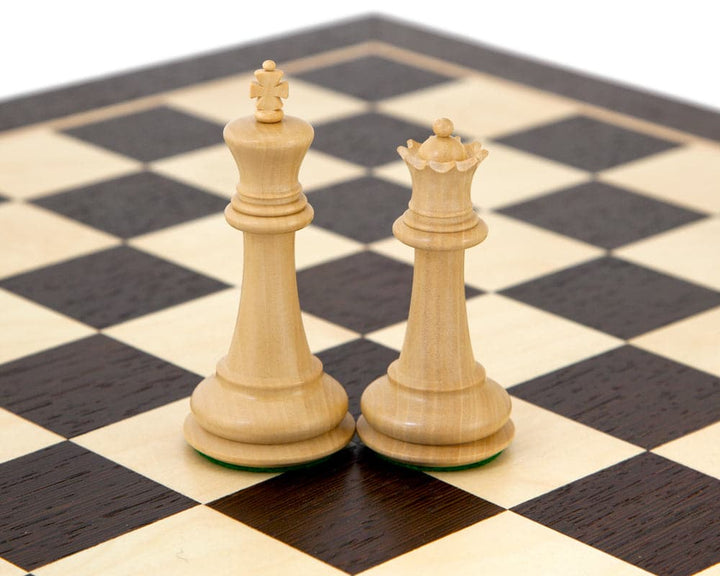 Victoria Ebonised Wenge Tournament Chess Set with 3.75 inch king on wenge and birch wood board.