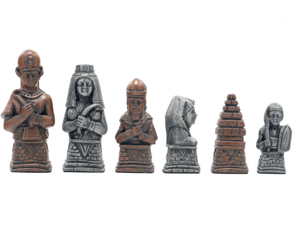 Berkeley Chess Egyptian Metallic Chess Men - Intricately Sculpted Silver and Copper Resin Pieces with Unique Historic Designs