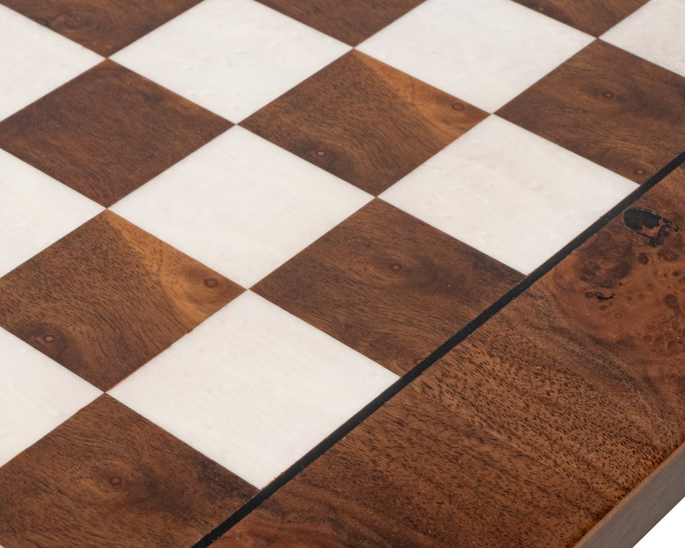 17 Inch Dark Walnut and Elmwood Luxury Chessboard