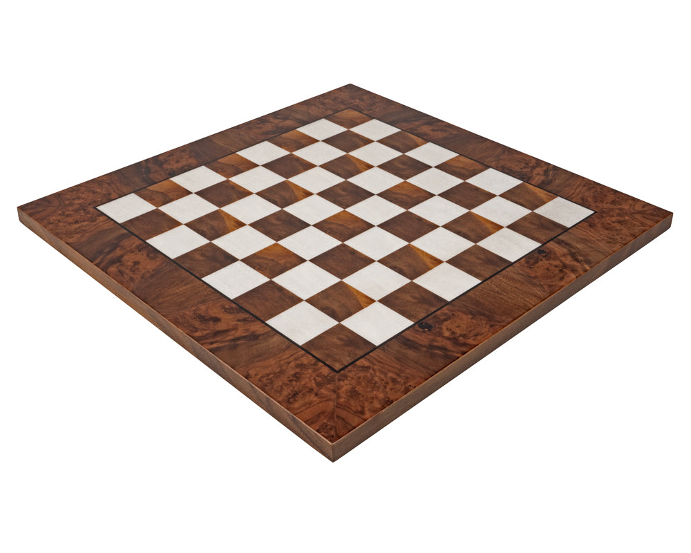 17 Inch Dark Walnut and Elmwood Luxury Chessboard