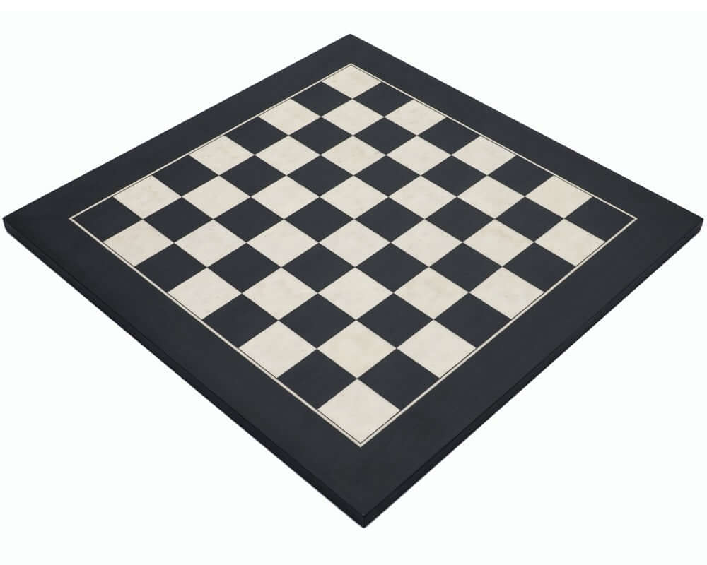 15.75 Inch Deluxe Black and Erable Chess Board crafted from white erable and black dyed poplar wood with a sophisticated design