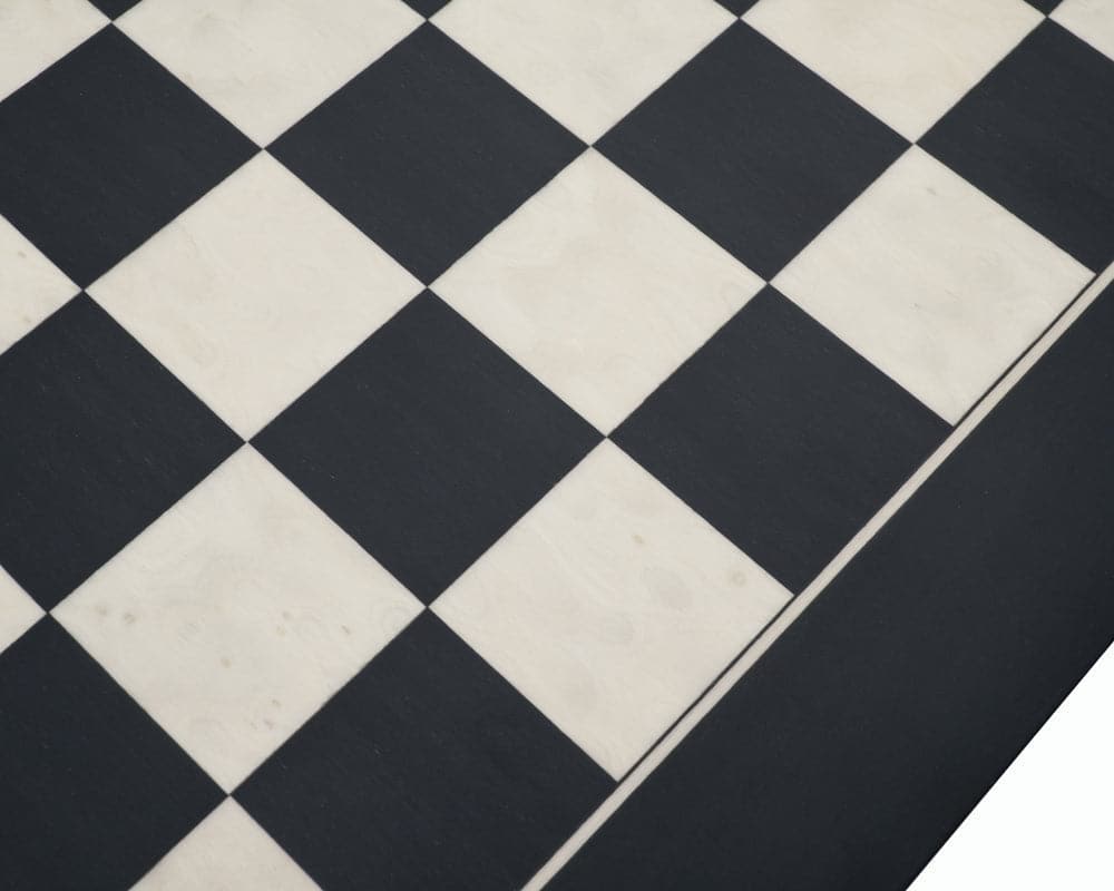 15.75 Inch Deluxe Black and Erable Chess Board, crafted in white erable and black dyed poplar, featuring a sophisticated checkered design