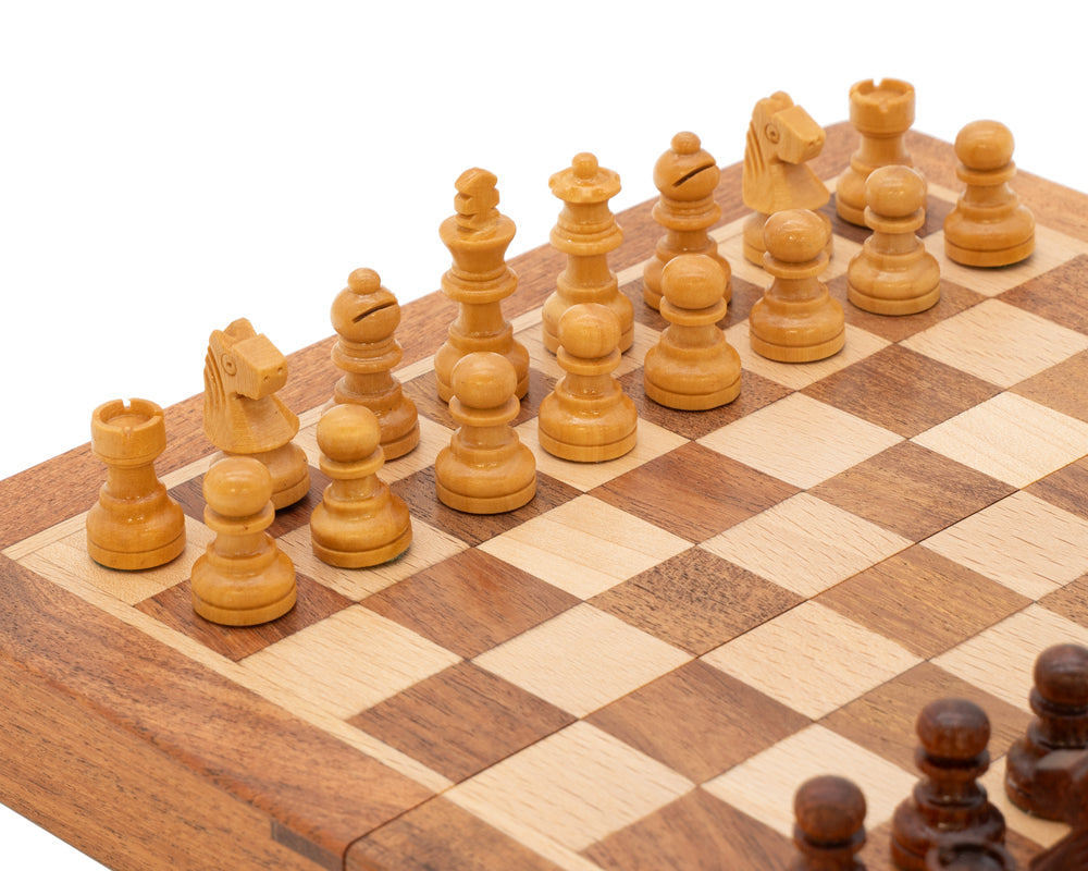 Deluxe Hardwood Folding Travel 7.5 Inch Chess Set - Magnetic