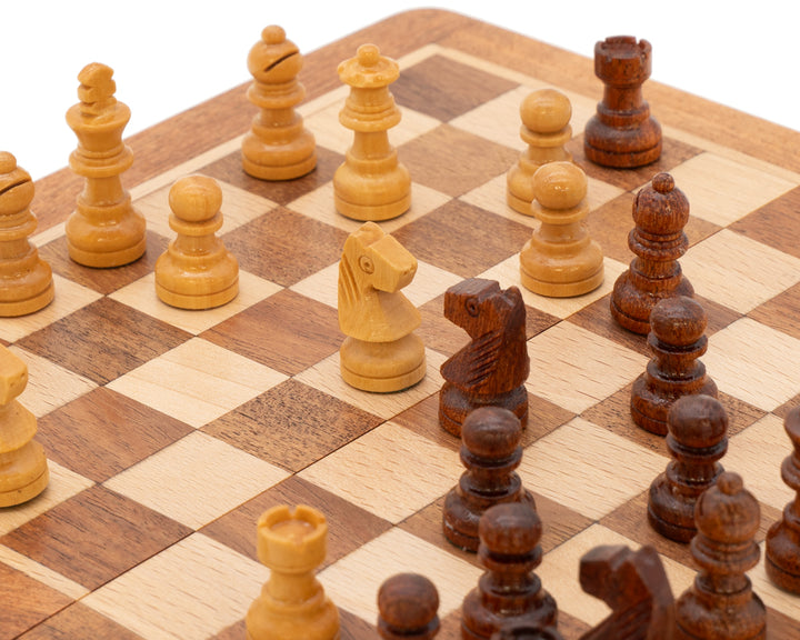 Deluxe Hardwood Folding Travel 7.5 Inch Chess Set - Magnetic