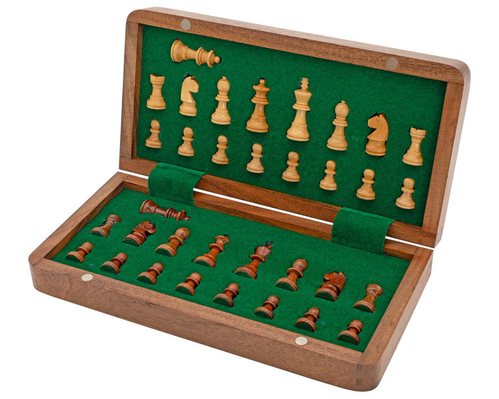 Deluxe Hardwood Folding Travel 10 Inch Chess Set - Magnetic