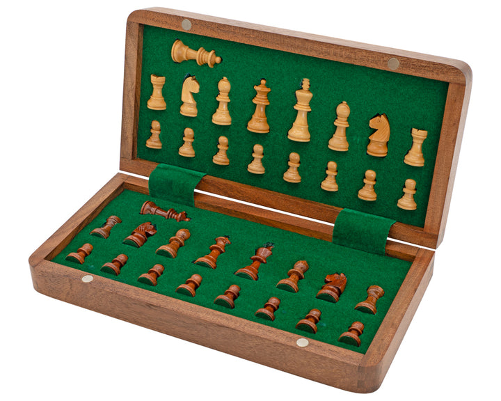 Deluxe Hardwood Folding Travel 10 Inch Chess Set - Magnetic