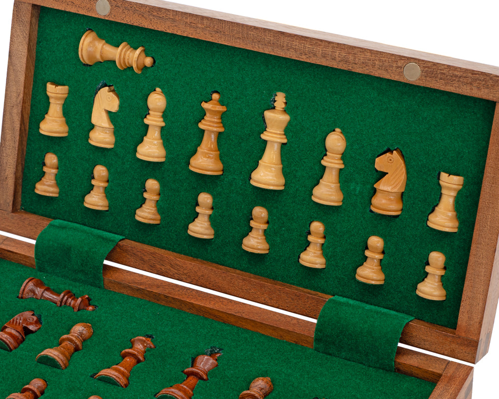 Deluxe Hardwood Folding Travel 10 Inch Chess Set - Magnetic