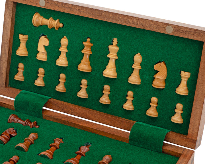 Deluxe Hardwood Folding Travel 10 Inch Chess Set - Magnetic