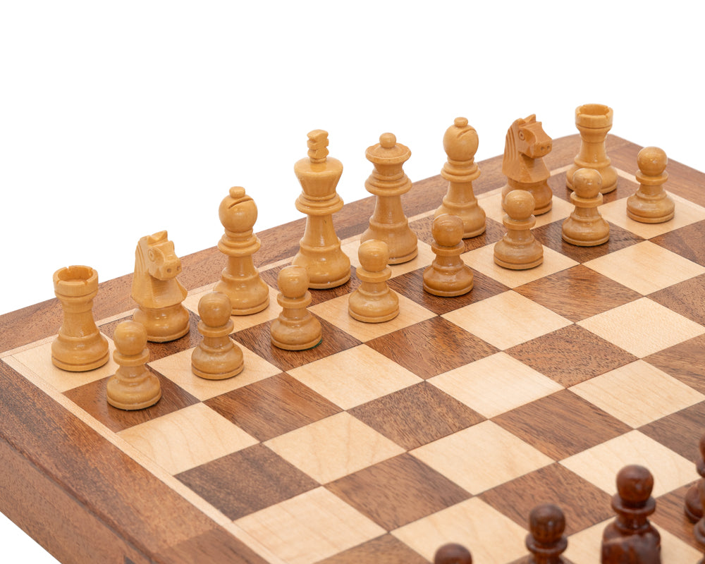 Deluxe Hardwood Folding Travel 10 Inch Chess Set - Magnetic