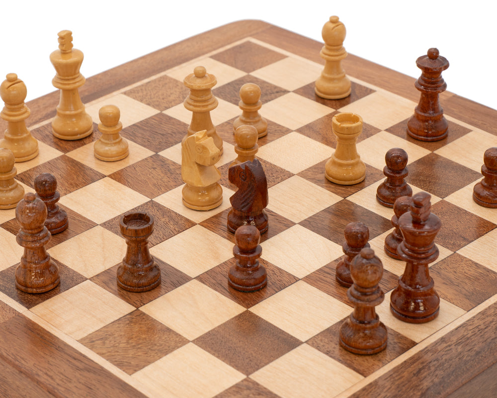 Deluxe Hardwood Folding Travel 10 Inch Chess Set - Magnetic