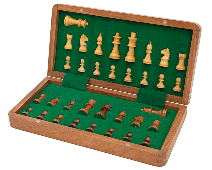 Deluxe Hardwood Folding Travel 12 Inch Chess Set - Magnetic