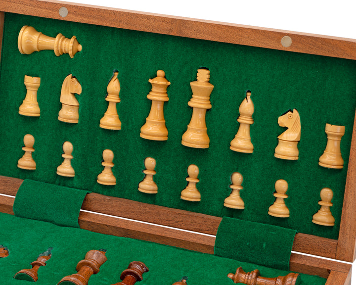 Deluxe Hardwood Folding Travel 12 Inch Chess Set - Magnetic