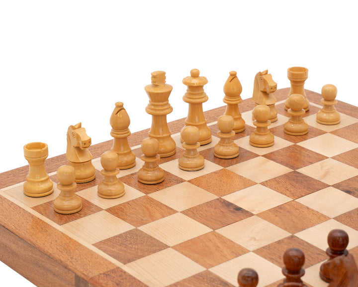Deluxe Hardwood Folding Travel 12 Inch Chess Set - Magnetic