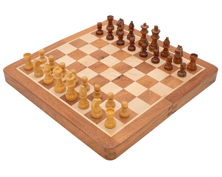 Deluxe Hardwood Folding Travel 12 Inch Chess Set - Magnetic