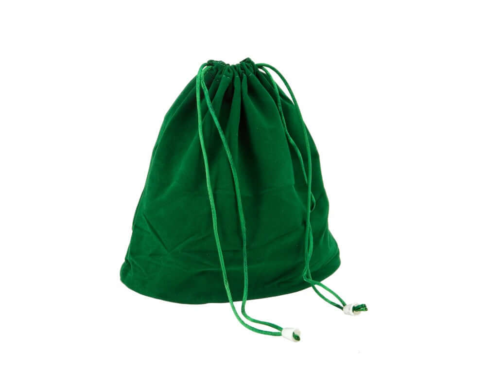 Luxurious Green Drawstring Chess Piece Bag Made from Corded Emerald Fabric