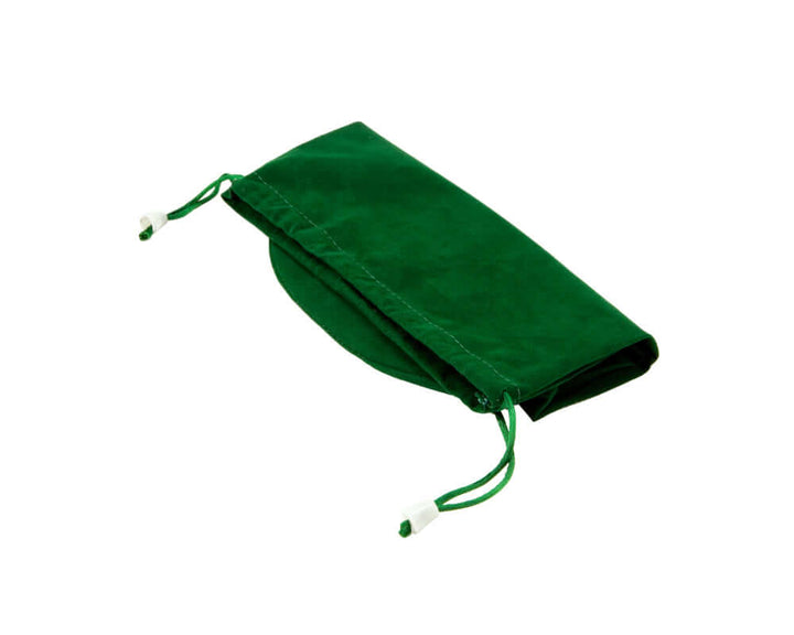 Green Draw String Chess Piece Bag made of luxurious emerald fabric for protecting chess pieces up to 4 inches, with reinforced base.