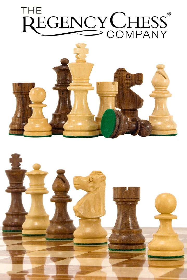 French Knight Series Golden Rosewood Chess Pieces 3.25 Inches Staunton Design by The Regency Chess Company