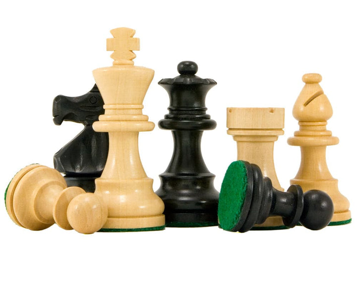 French Knight Series Ebonised Staunton Chess Pieces 3.25 Inches - Expertly Crafted, Weighted and Felted Wooden Chessmen Set