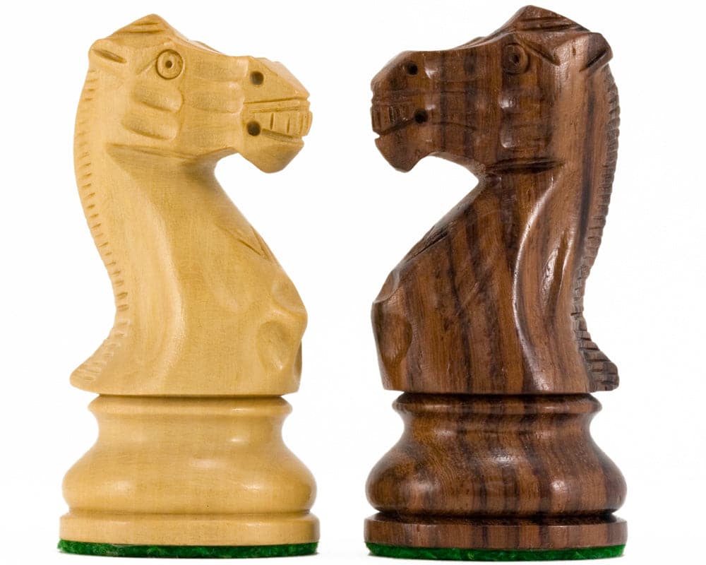 Atlantic Series Rosewood Staunton chess knight pieces, 3.75 inches, crafted from solid rosewood and hand polished for a luxurious finish.