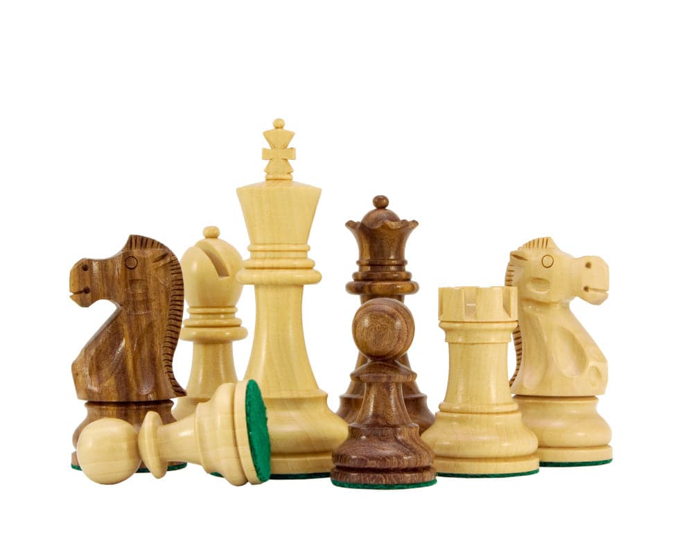 Jacob Knight Golden Rosewood Staunton Chess Pieces 3.75 inch King - Detailed, Weighted, and Felted Chessmen for 19 inch Board
