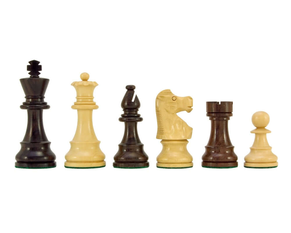 French Knight Series Rosewood Staunton Chess Pieces 3.25 inch king, luxurious hand-carved knights, ideal for 18 inch board