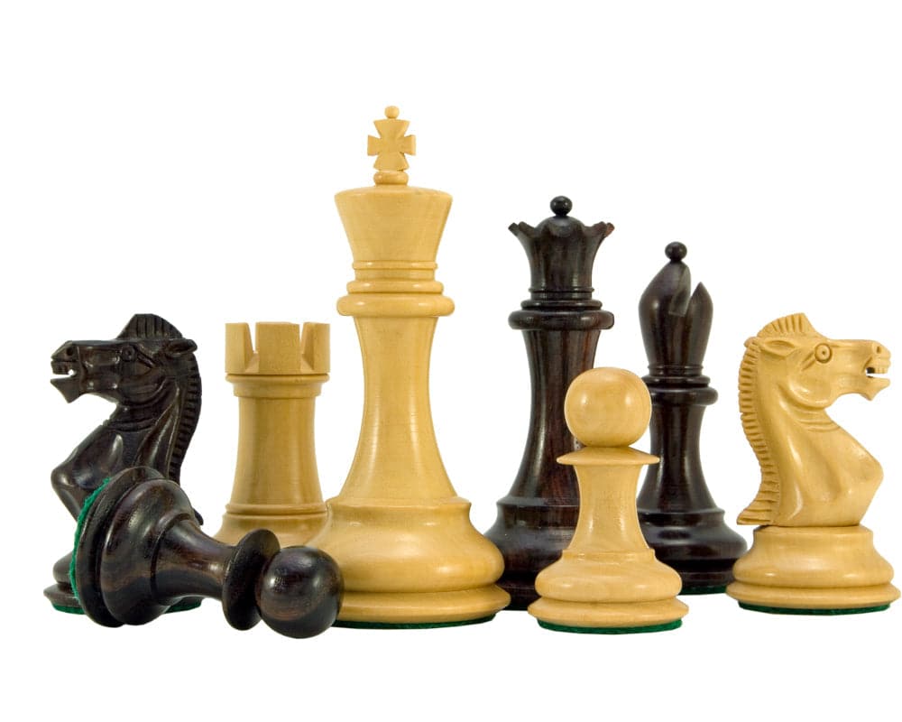 Sicilian Series Rosewood and Boxwood Chess Pieces 3.75 Inches, Classic Staunton Design, 20 Inch Board, Double-Weighted with Green Felt Bases