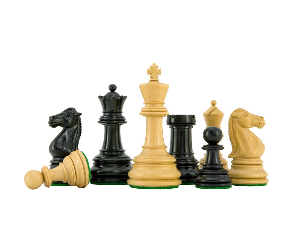 Cheltenham Series Ebony and Boxwood Chess Pieces with 3.75 Inch King and Additional Queens