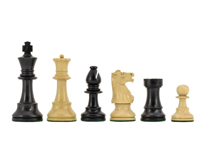 Conquest Series Ebonised Chess Pieces 4 Inches with 4-inch King and Additional Queens, Hand Turned and Carved, Weighted and Felted.