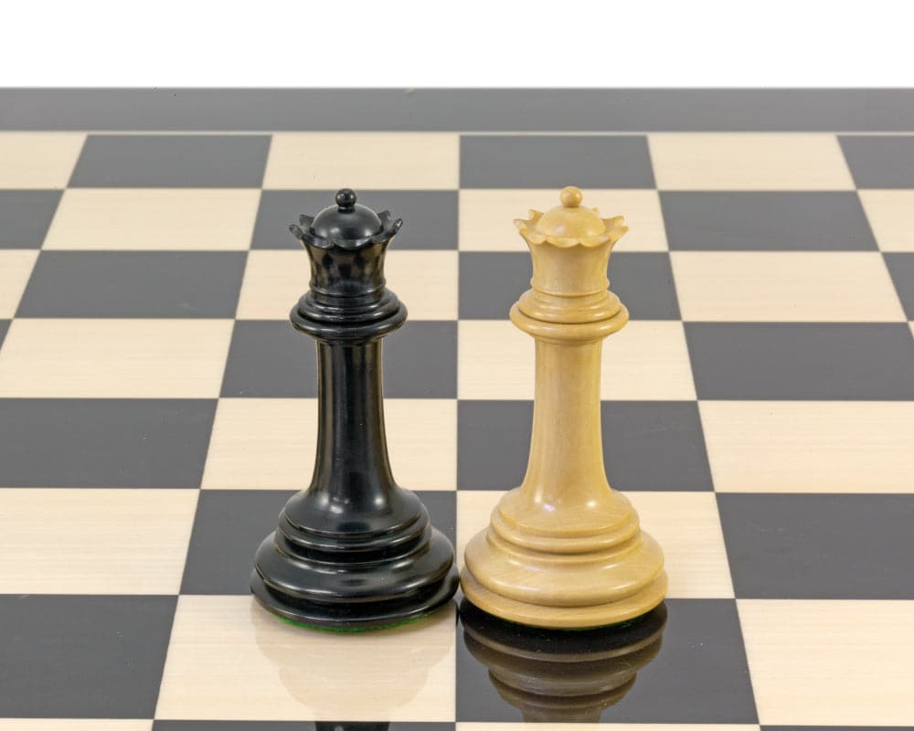 Parthenon Series Ebony and Boxwood Chess Pieces - two queens on a chessboard