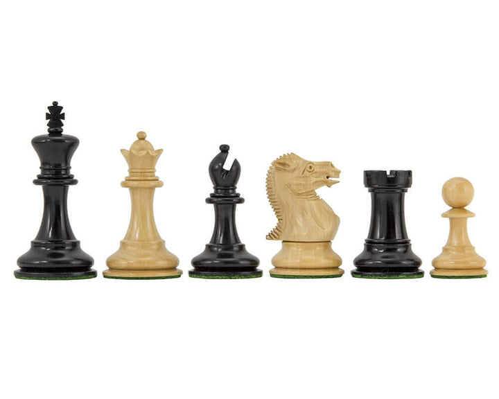 Highgrove Series Ebonised Staunton Chess Pieces 3 Inches - Classic Staunton design, superbly detailed, carved from boxwood, weighted and felted.