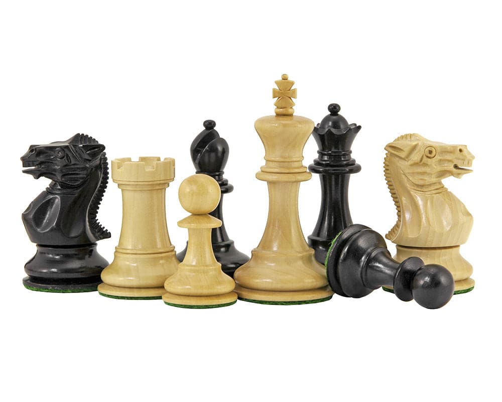 Highgrove Series Ebonised Staunton Chess Pieces 3 Inches classic boxwood design with 3-inch king, perfect for a 20-inch board