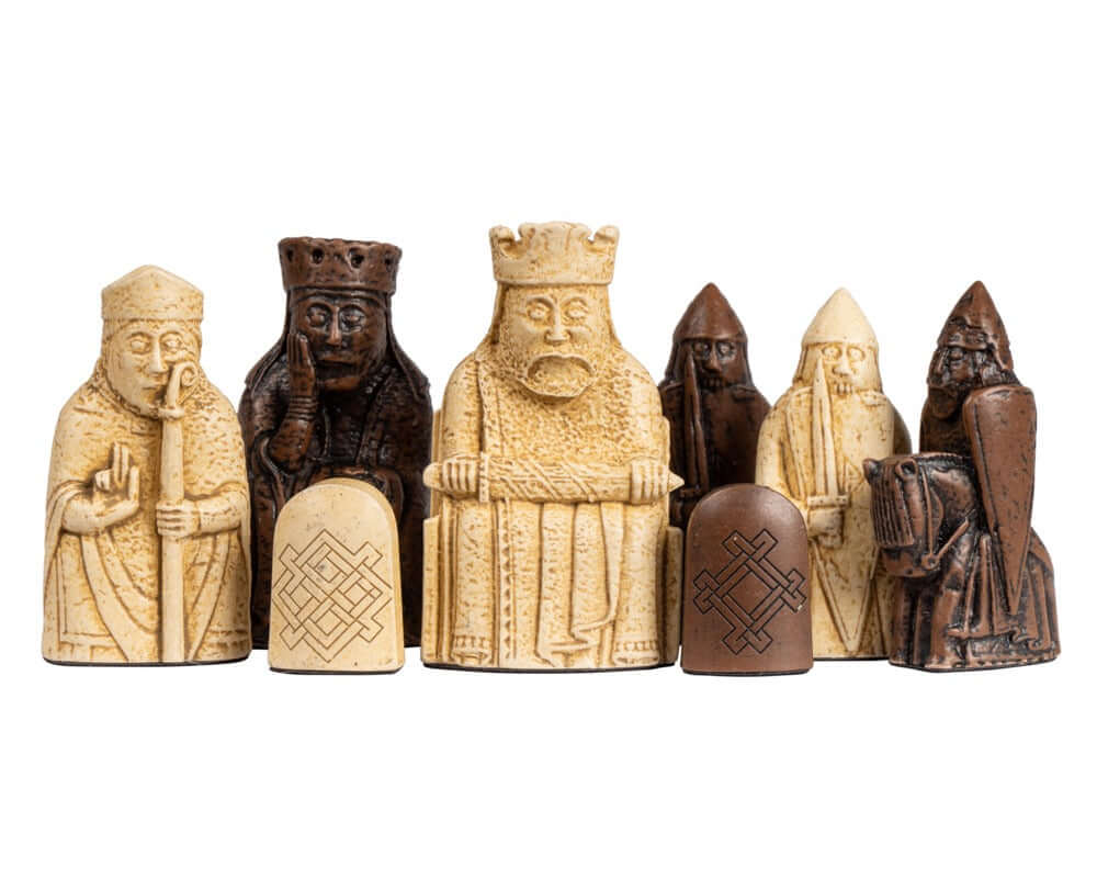 Isle of Lewis Official Chessmen in 2.75 inch medium size, handcrafted in the UK, classic design.