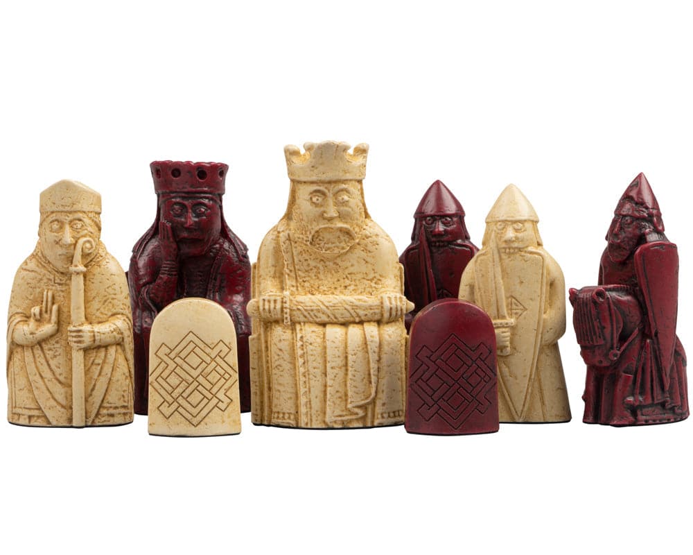 Isle of Lewis 3.25" Red and Ivory Chessmen Official Ltd Edition Set with Superb Quality Craftsmanship