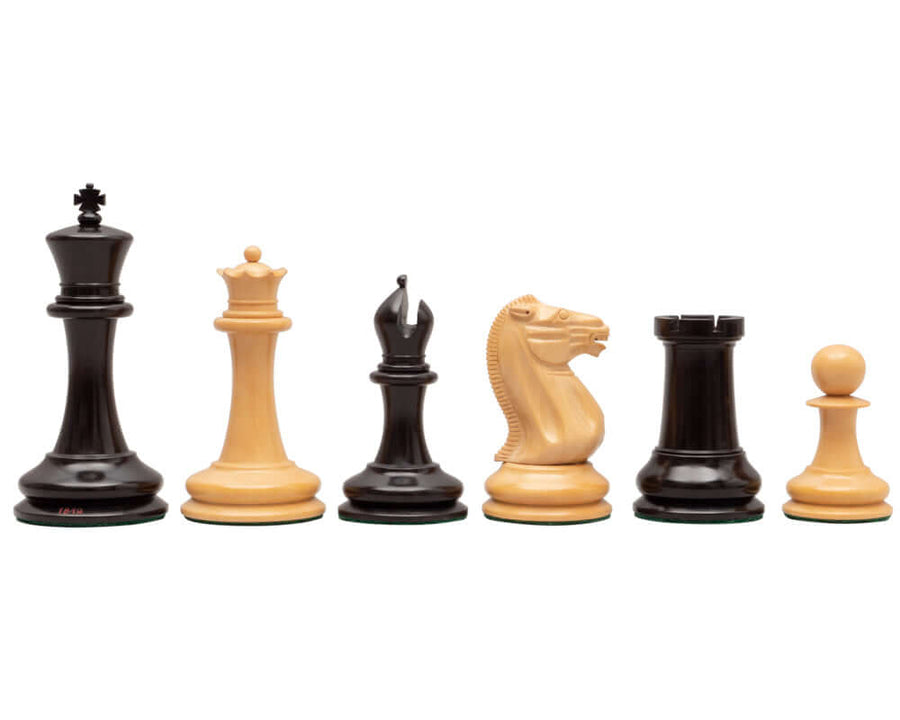 J J Cooke Reproduction Chess Men in Ebony 4.4 inch with beautifully crafted Staunton design pieces and superb detail