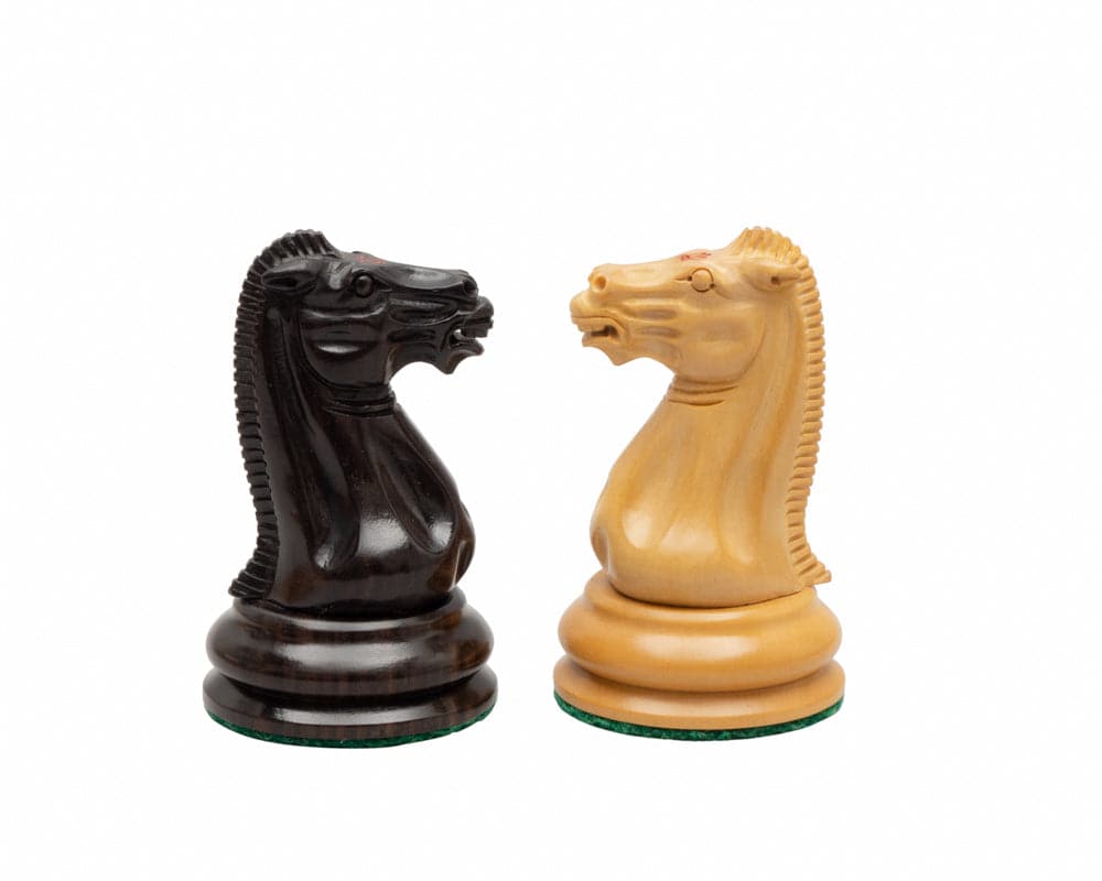 Staunton 1849 Ebony Chess Men - Handcrafted Ebony and Boxwood Knight Chess Pieces with Superb Detail and High Quality Finish.