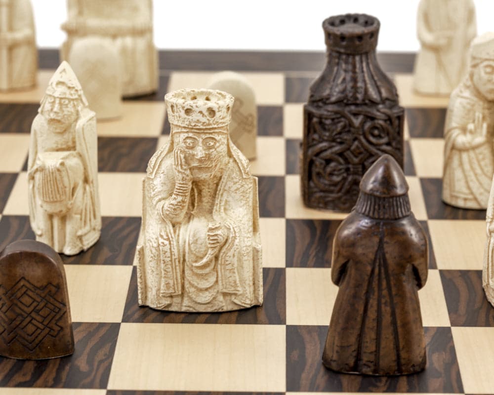 Isle of Lewis Tiger Ebony and Maple Chess Set with Authentic Replica Chessmen