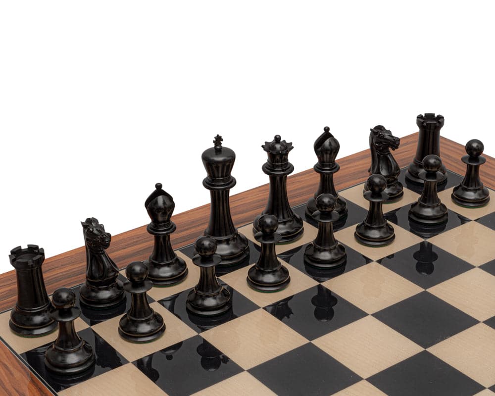 Luxury 1849 Reproduction Staunton Ebony and Palisander Chess Set on Spanish Board