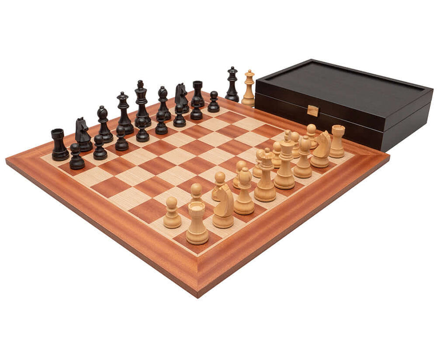 The Down Head Knight Tournament Edition Chess Set with Mahogany and Birch board. 3.75 inch king, 20 inch board, beautifully crafted chessmen.