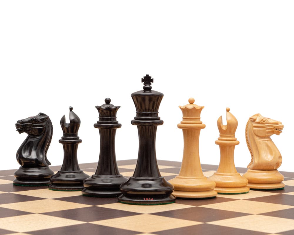 JJ Cooke Reproduction Ebony and Wenge Luxury Chess Set with beautifully crafted pieces on deluxe board