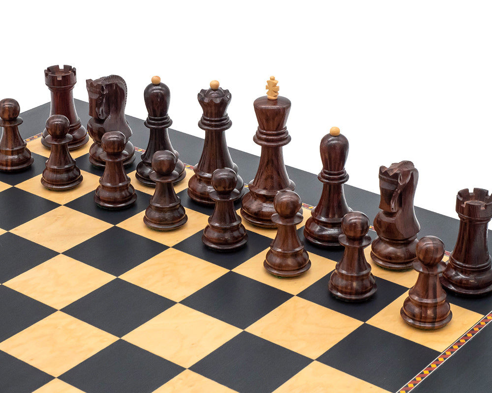 The Queens Gambit Chess Set - Solid Rosewood Chessmen on 19.7 inch Board with 1.96 inch Squares, Handcrafted by Renowned Maker in Spain