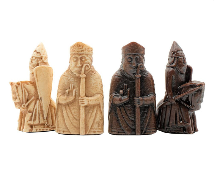 Isle of Lewis Chessmen pieces set intricately designed and crafted from crushed stone resin