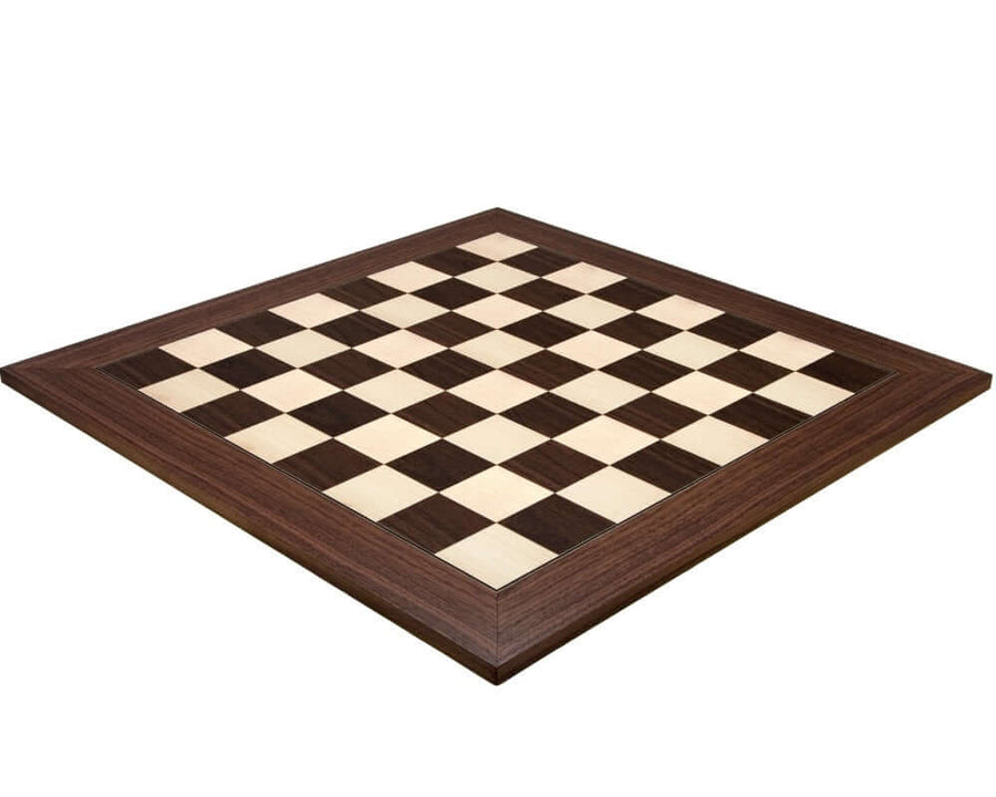 23.6-inch Montgoy Palisander and Maple Deluxe Chess Board, luxury 2.36-inch squares, handcrafted in Spain, ideal for 4-inch king height.